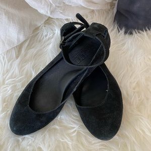 Born suede black ankle strap flats
